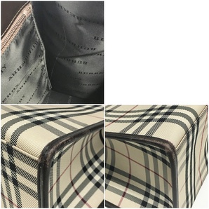 Q242-176 BURBERRY 2way トートバッグ ショルダーバッグ バーバリー バッグ ブラウン レザー チェック オールドの画像10