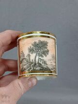 オールドパリ 手描きセピア色お城風景 ゴールドコーヒーカップ＆ソーサー C.1790-1810 A_画像3