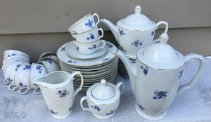 VNT GERMAN BAVARIA COFFEE TEA POT CREAM SUGAR 10 CUPS DESSERT PLATES SET 37 PC* ドイツバイエルンコーヒー紅茶ポットクリーム砂糖10カ