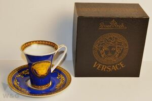 ボックス VERSACE BY ROSENTHAL ブルーゴールド メデューサヘッドセット チョコレート カップ＆ソーサー
