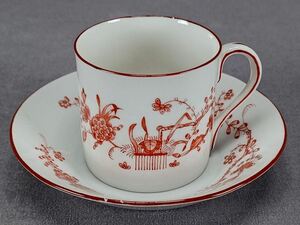 KPM Berlin hand paint red & Gold Indian flower small cup & saucer C.1919