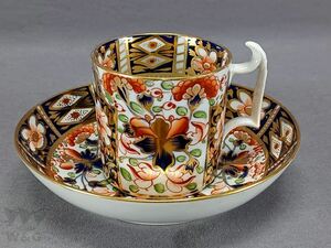 ダービー伊万里 ウィッチーズ コバルトオレンジ＆ゴールドフローラル コーヒー缶＆ソーサー C1806-1825 B