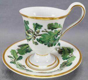 Редкий KPM Berlin Hand -Painted Green Oak Leaf Don Grichoco Cup около 1820 года