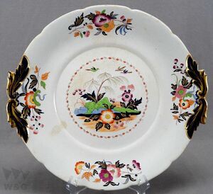 ジョンリッジウェイ 手彩色伊万里パレット転写陶器 チューリーンアンダートレイ 1830-1855
