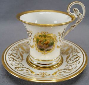  franc sowa Limo -ju рука .. пейзаж Gold шоколад cup & блюдце 1919-1934 A