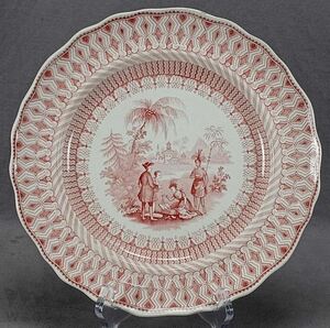 トーマスゴドウィン WILLIAM PENN'S TREATY #3 PATTERN RED TRANSFERWARE 9 5/8 INCH プレート