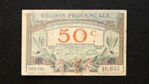 フランス マルセイユ 緊急紙幣 50サンチーム（1922）[3175]