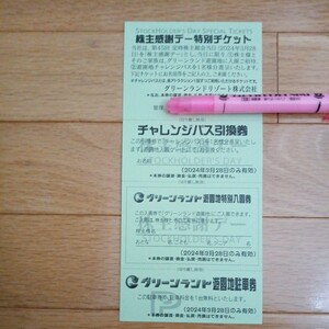 ★送料無料★グリーンランド 株主感謝デー特別チケット　遊園地入園券