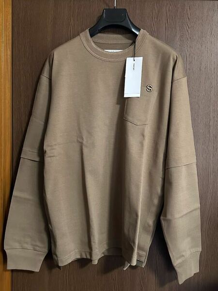 4新品 sacai サカイ メンズ S ロゴ ロング Tシャツ 長袖 ダークベージュ 23AW size 3 L スウェット ロンT カットソー