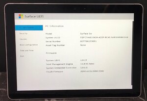 1円～ ■ジャンク Microsoft SURFACE GO / Pentium Gold 4415Y 1.60GHZ / メモリ 4GB / eMMC 64GB / 10.5型 / OS無し / BIOS起動可