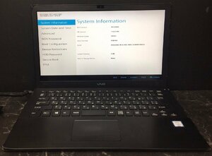 1円～ ■ジャンク SONY VAIO S13 / 第6世代 / Core i5 6200U 2.30GHz / メモリ 4GB / ストレージ無し / 13.3型 / OS無し / BIOS起動可