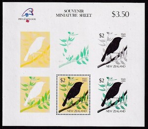 84 トピカル［テーマ：鳥］【未使用】＜ ニュージーランド 1989年版 / 国際切手展《PHILEXFRANCE》 プルーフ付・小型シート ＞
