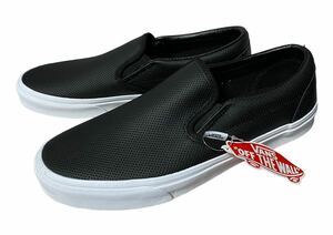 未使用日 VANS SLIPON LEATHER バンズ パンチングレザー スリッポン 黒 US11 29㎝