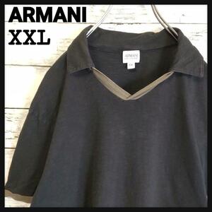 【希少サイズ】アルマーニコレツォーニ　リンガーポロシャツ　バックロゴ　2XL