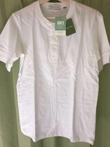新品 フリークスストアUSA製ヘンリーネックTシャツ(白)Mサイズ100%コットン_画像1