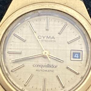 動作品 CYMA conquistador AUTOMATIC by SYNCHRON シーマ シンクロン 自動巻き 腕時計 ゴールドカラー レディース 現状品 稼働の画像4