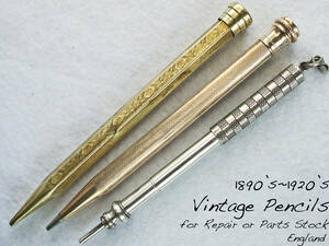 ◆パーツ◆ 1890年代～1920年代製 ヴィンテージペンシル 3本 ◆1890’s~1920’s Vintage 3 Pencils for Parts Stock ◆