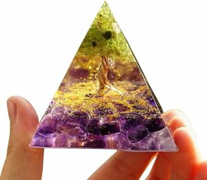 Art hand Auction Pyramide Orgonite 60x60mm pierre naturelle 7 Chakra puissance pierre Figurine Purification cristal énergie, œuvres faites à la main, intérieur, marchandises diverses, ornement, objet