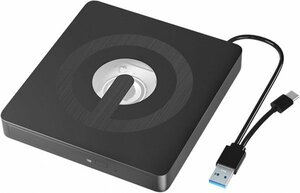 CD DVD ドライブ 外付け USB 3.0 & USB-C 互換 MacOS、Linux、Windows 7/8/10/11、Windows XP/Me/Vista　