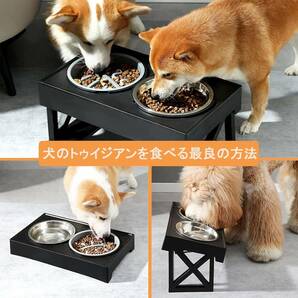 T-506 犬 食器 食器台 ペット ボウル 餌入れ 餌台 スタンド付き 3段階 高さ調節可能 小型 中型 大型犬 ペットボウル 溢れ止め 水入れ 折りの画像2