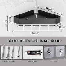 SI-06 コーナーシャワーシェルフ 2個パック シャワーオーガナイザー タオルバー付き 接着剤不要 壁取り付け 洗面所/トイレ/寮/キッチン用_画像6