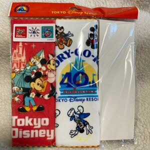 新品 未使用 東京ディズニーランド 40周年記念 ハンドタオル 2枚 レトロ 限定 完売品 フェイスタオル