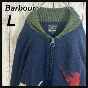 Barbour バブアー ニット カーディガン ハンティング柄 ジャケット オーバーサイズ L 入手困難