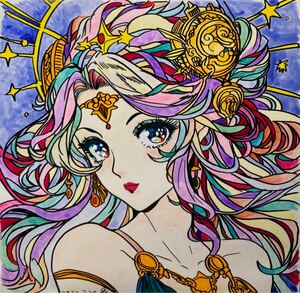 Art hand Auction ｢女神マイア｣オリジナル 手描きイラスト 原画 額装済み, コミック, アニメグッズ, 手描きイラスト