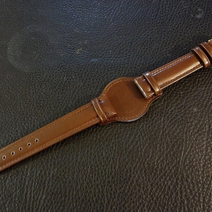 ◆台座付 D-Buckle Vintage Belt◆フレンチカーフ カスタムオーダー(台座SIZE/BUCKLE COLOR)19mm CHOCOLATE BROWN 受注生産 腕時計ベルト