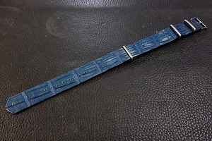 ◆クロコダイルNATO G10Strap◆北米産クロコダイル Custom Order(ラグ幅/BUCKLE COLOR) 本藍染めINDIGO BLUE 受注生産 ワニ革 腕時計ベルト