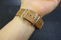 ◆クロコダイルNATO G10Strap◆北米産クロコダイル Custom Order(ラグ幅/BUCKLE COLOR) ウィスキーブラウン 受注生産 ワニ革 腕時計ベルト_画像8