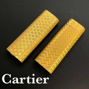 Cartier Cartier газовая зажигалка 2 позиций комплект Gold надеты огонь не проверка H7cm эллипс YG стандартный товар подлинный товар гарантия 1000 иен старт максимальное снижение нет 