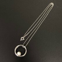 良品 MIKIMOTO ミキモト パール ネックレス M刻印 SILVER ペンダント 本真珠 シルバー フープ 6.5g 7mm玉 正規品 本物保証 最落無_画像2