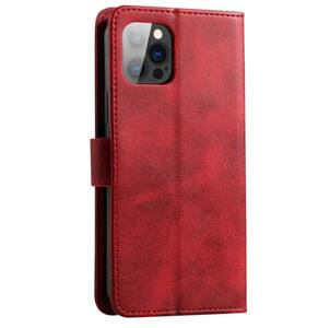 赤色 高級PUレザー iphone 12(6.1in)ケース 手帳型 ブラック スタンド機能 iPhone12Proも可 上品 アイホン アイフォン 匿名配送 新品