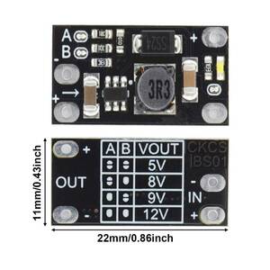 ♪超小型・ミニ DC-D Cブーストコンバータモジュール・出力電圧： 5V/ 8V / 9V / 12V・電源モジュール・未使用