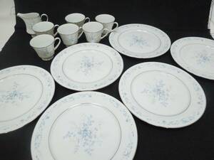 ‡0501 Noritake/ノリタケ CONTENPORARY CAROLYN 13点セット カップ ミルクポット プレート コーヒーカップ 平皿 銀縁 銀彩 中古品