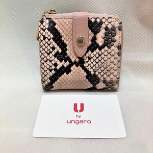 W594 未使用 ユーバイウンガロ U by ungaro 財布 二つ折り財布 小銭入れ 折り財布 パイソン柄 レディース ピンク