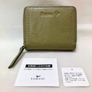 W752 未使用 ペラム Peram 折り財布 二つ折り財布 ラウンドファスナー 日本製 レディース オリーブ系