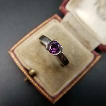 メキシコ 925 シルバー 紫ラインストーン ソリテール ヴィンテージ アールデコ リング 指輪 銀 シンプル 鮮やかな色 A892_画像2