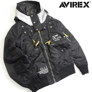 AVIREX アヴィレックス 定3.9万 高耐久ナイロン×コットンスウェット ミリタリージャケット ライトMA-1 3152007 010 XL▲079▼kkf171us