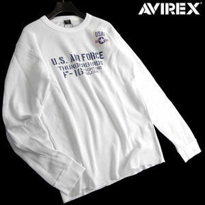 AVIREX アヴィレックス 速乾ワッフル ステンシルプリント クルーネック 長袖 Tシャツ ロンT カットソー 3130032 030 XL ▲015▼kkf217us