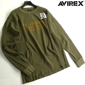 AVIREX アヴィレックス 速乾ワッフル ステンシルプリント クルーネック 長袖 Tシャツ ロンT カットソー 3130032 310 XL ▲015▼kkf215us