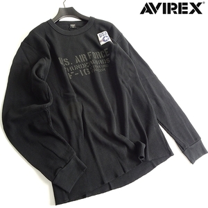 AVIREX アヴィレックス 速乾ワッフル ステンシルプリント クルーネック 長袖 Tシャツ ロンT カットソー 3130032 010 XL ▲015▼kkf219us