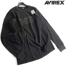 AVIREX アヴィレックス 速乾ワッフル ステンシルプリント クルーネック 長袖 Tシャツ ロンT カットソー 3130032 010 XL ▲015▼kkf219us_画像1