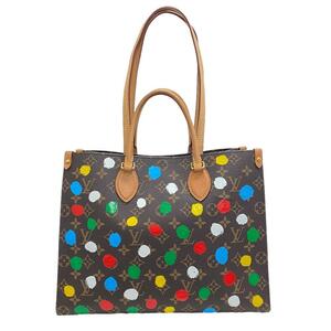 LOUIS VUITTON/ルイヴィトン ビトン M46379 オンザゴーMM 草間彌生 LV×YK モノグラム レザー ハンドバッグ ブラウン レディース ブランド