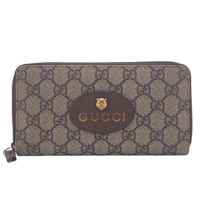 GUCCI/グッチ 473953 GGスプリーム ラウンドファスナー PVC 長財布 ブラウン レディース ブランド