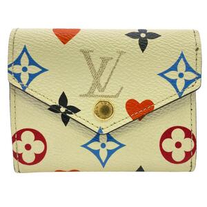 LOUIS VUITTON/ルイヴィトン ビトン ポルトフォイユゾエ ゲーム オン モノグラム レザー 三つ折り財布 クリーム レディース ブランド