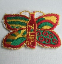 当時物 60s 70sビンテージ 7UP セブンアップ 蝶 バタフライ butterfly 刺繍 ワッペン 中古品 VINTAGE アメリカ古着 サイケ SEVEN-UP　_画像2