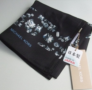 MICHAEL KORS マイケル・コース シルク 絹100% 宝石柄 スカーフ 未使用品　黒系 日本製 百貨店 バッグのアクセントにも！