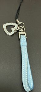 COACH coach Coach Heart strap key holder bag charm light blue strap . Heart . Kirakira make charm attaching . pretty.!